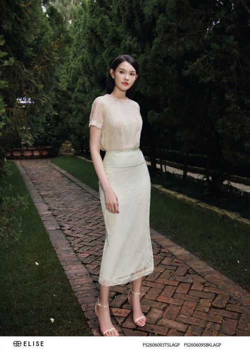 JUPE BÚT CHÌ REN XANH MINT XẺ SAU