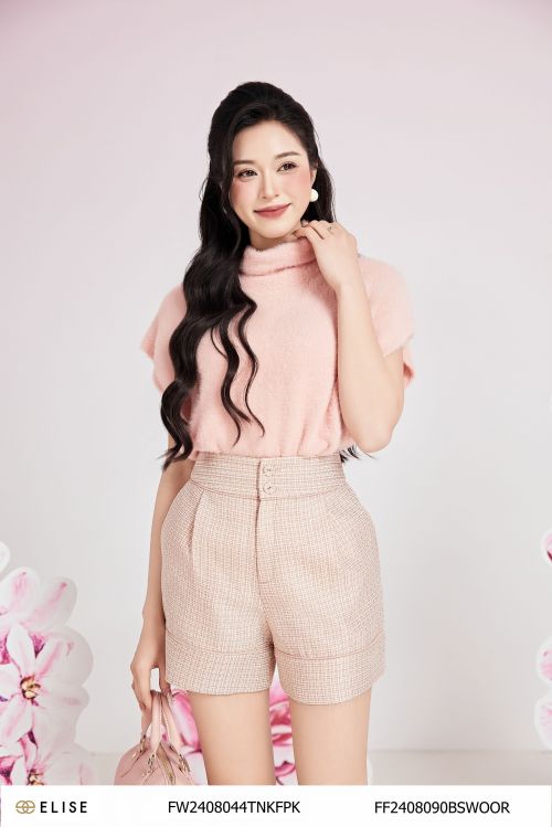 ÁO LÔNG HỒNG CAO CỔ