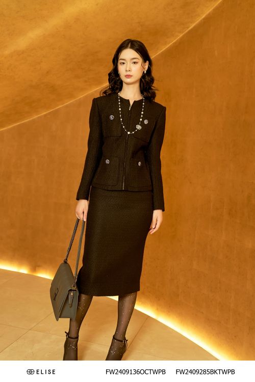 JUPE DẠ TWEED SỢI ĐEN