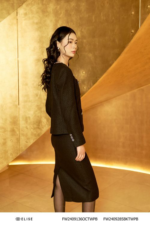 JUPE DẠ TWEED SỢI ĐEN