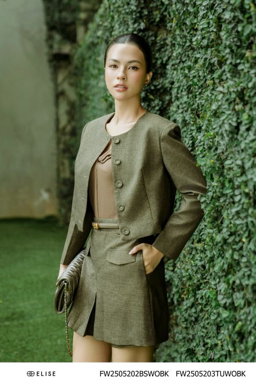 ÁO KHOÁC VÂN ĐEN VÀNG CỔ TRÒN