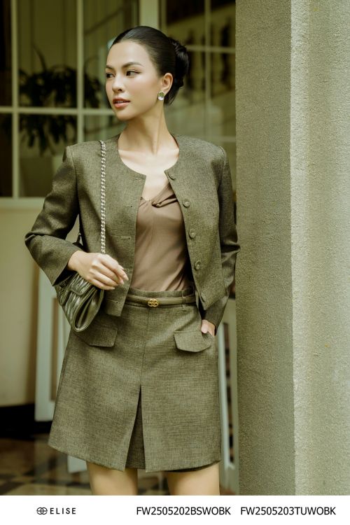 ÁO KHOÁC VÂN ĐEN VÀNG CỔ TRÒN
