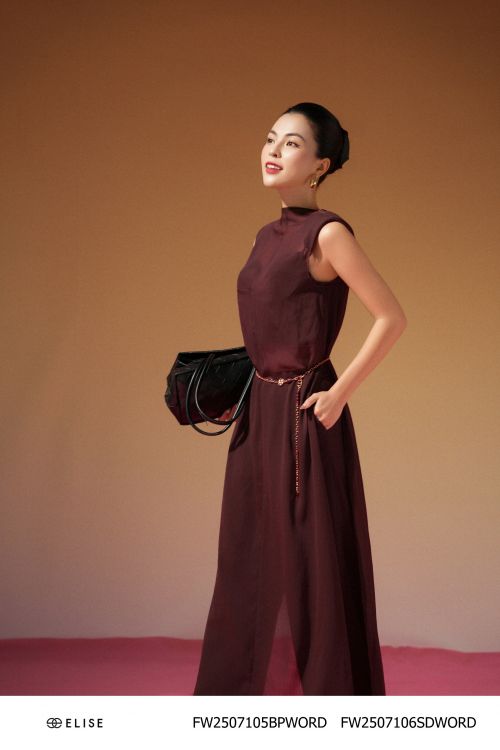 SET ĐẦM VOAN XƯỚC ĐỎ NÂU KÈM BRA