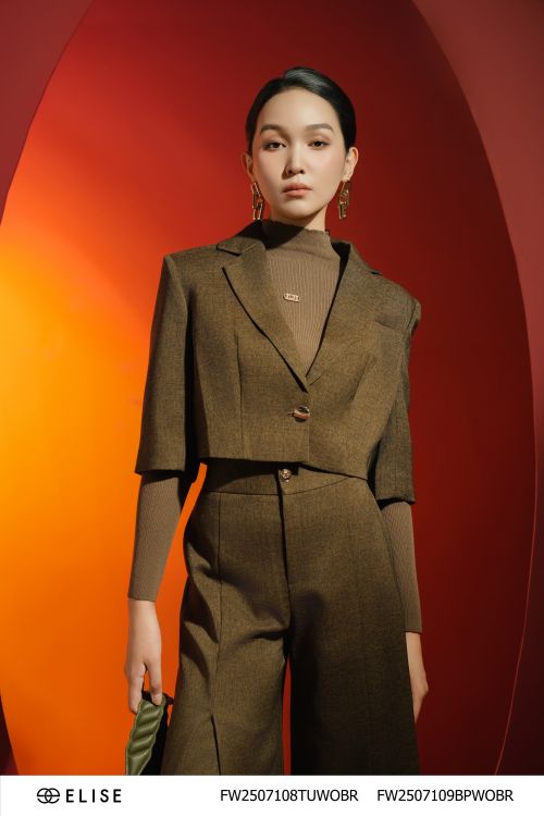 VEST LỬNG VÂN NÂU GỖ TAY LỠ