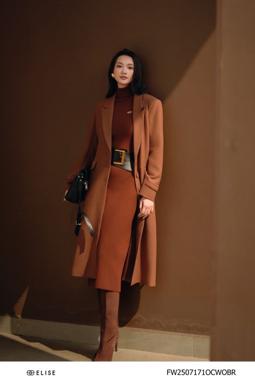 MĂNG TÔ DẠ NÂU ĐAI EO