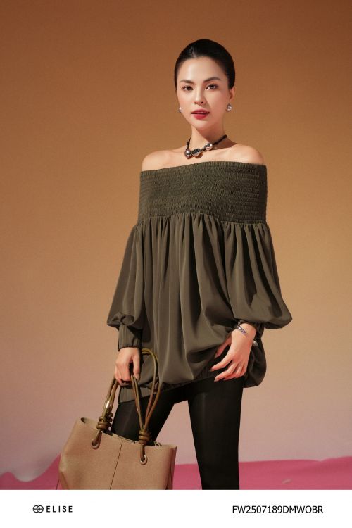 ĐẦM NÂU TRỄ VAI CHẠY CHỈ CHUN