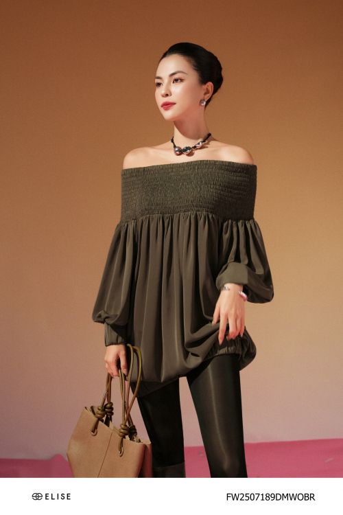 ĐẦM NÂU TRỄ VAI CHẠY CHỈ CHUN