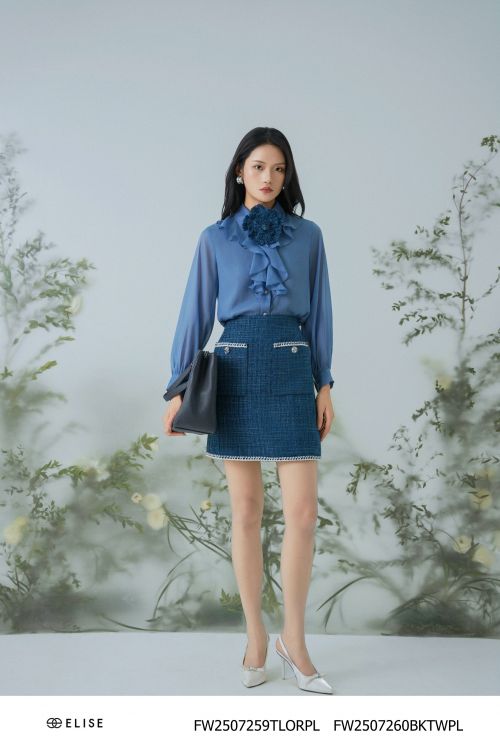 CV TWEED SỢI KẺ Ô XANH SẪM