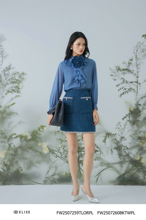 CV TWEED SỢI KẺ Ô XANH SẪM