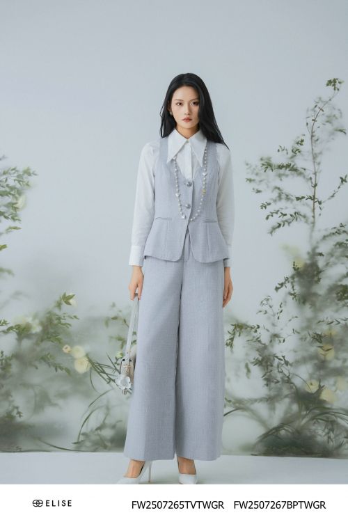 QUẦN SUÔNG DẠ TWEED GHI TÚI CHÉO