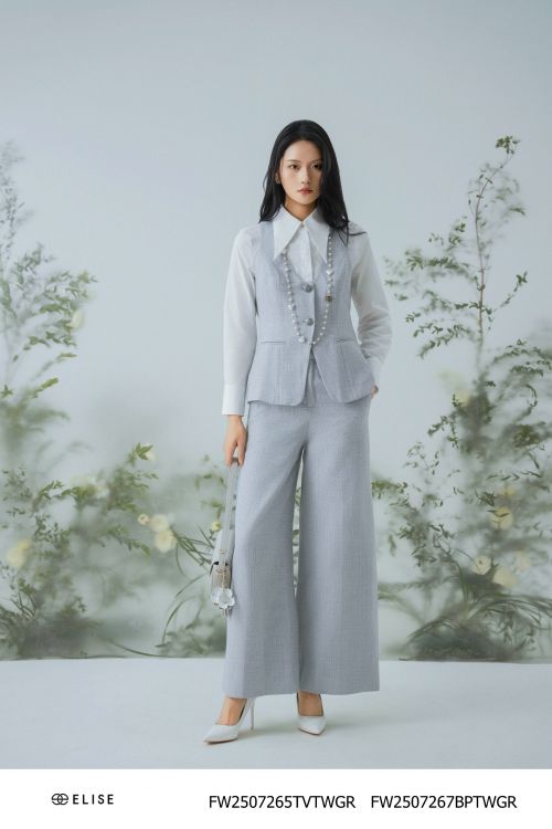 QUẦN SUÔNG DẠ TWEED GHI TÚI CHÉO