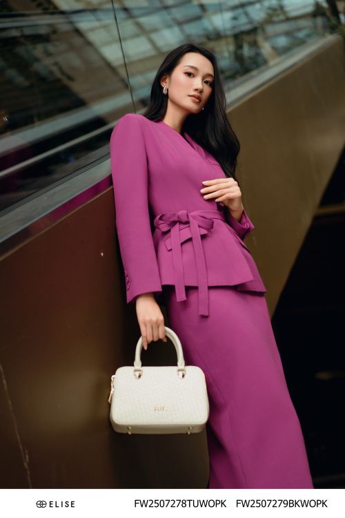 JUPE BÚT CHÌ HỒNG ĐẬM XẺ SAU