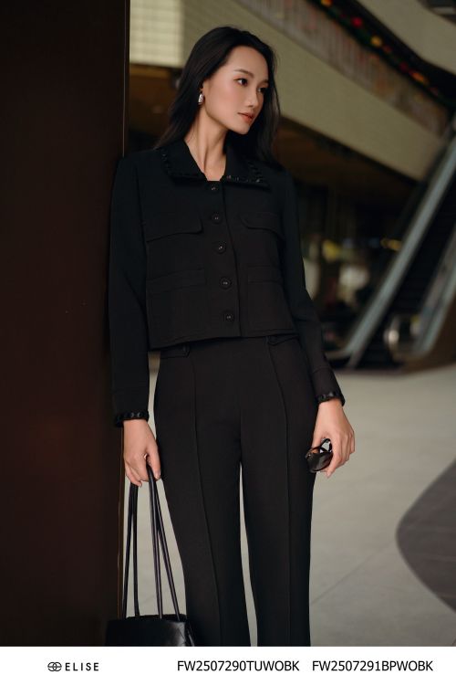 QUẦN TUYTSY ĐEN BẤU MÍ ỐNG VẨY