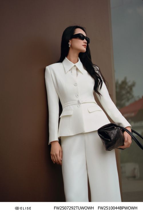 VEST DẠ TRẮNG ĐAI EO