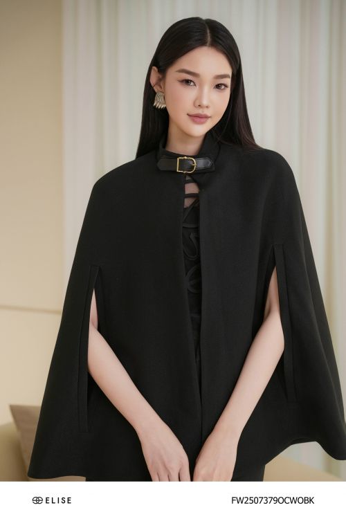 ÁO CHOÀNG DẠ ĐEN PK ĐAI CỔ