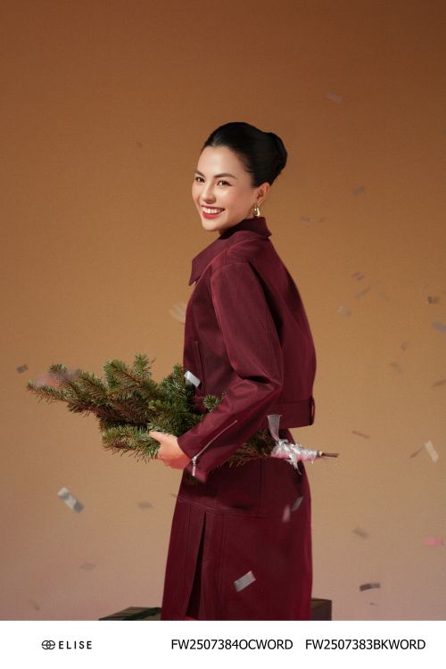 CHÂN VÁY KAKI NÂU ĐỎ DIỄU CHỈ