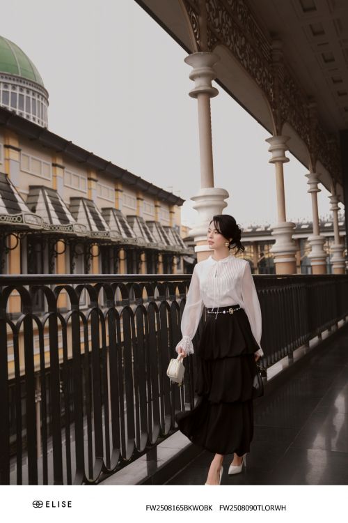 CV CHIFFON ĐEN XẾP NHÚN TẦNG