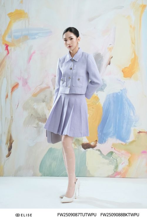 CHÂN VÁY TWEED TÍM DẬP LY