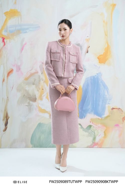 CV TWEED HỒNG TUA RUA TÚI XẺ SAU