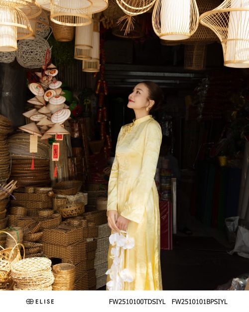 ÁO DÀI LỤA VÀNG HT NỔI (KÈM FW2510101BPSIYL)