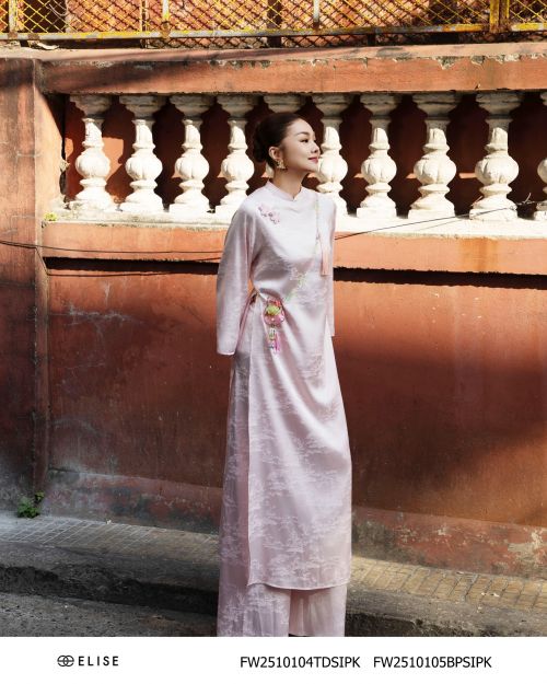 ÁO DÀI LỤA HỒNG VÂN HT (KÈM FW2510105BPSIPK)