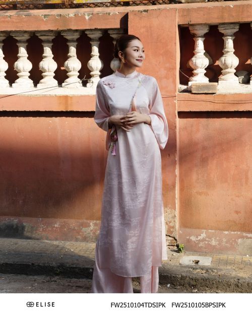 ÁO DÀI LỤA HỒNG VÂN HT (KÈM FW2510105BPSIPK)
