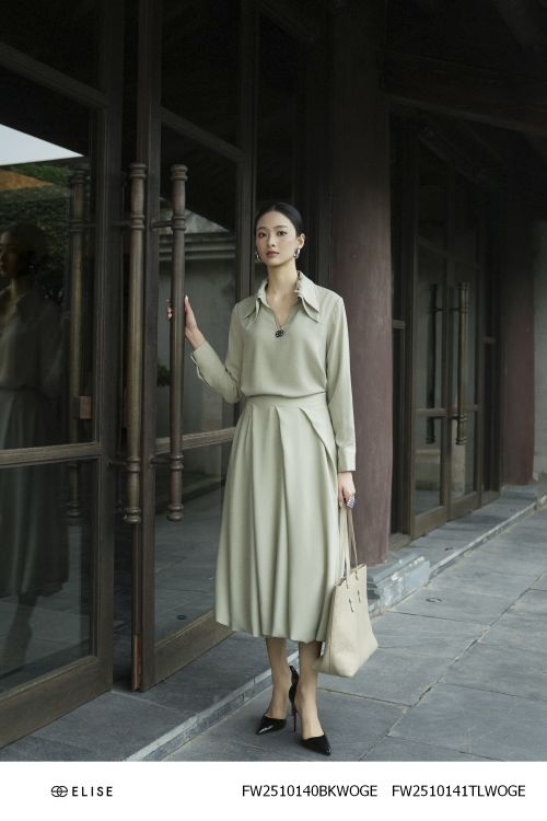 CV XANH OLIVE ĐẬM XẾP LY BOM GẤU