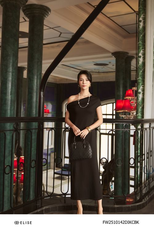 ĐẦM UMI ĐEN TRỄ VAI LỆCH XẺ BÊN