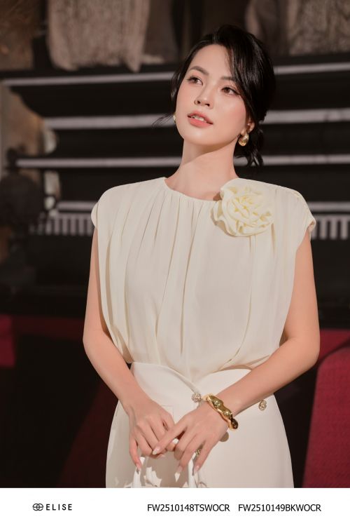 ÁO CHIFFON KEM VAI CHỜM HOA CÀI