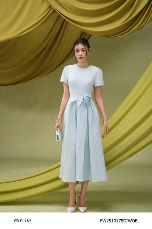 ĐẦM XỐP HOA KT NỔI XANH NHẠT