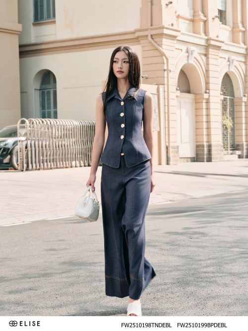 QUẦN SUÔNG DENIM TT ĐẬM DIỄU CHỈ TÚI CHÉO