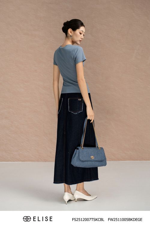 CHÂN VÁY DENIM DÀI XANH CHÀM