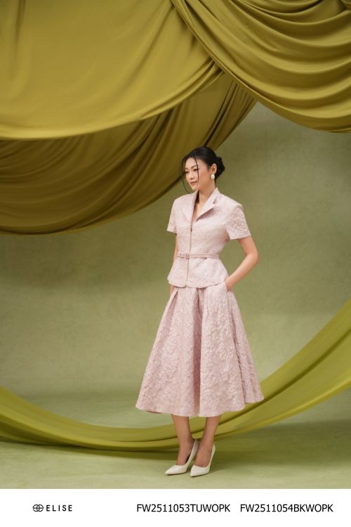 CV GẤM HỒNG HOA NỔI TÚI SƯỜN