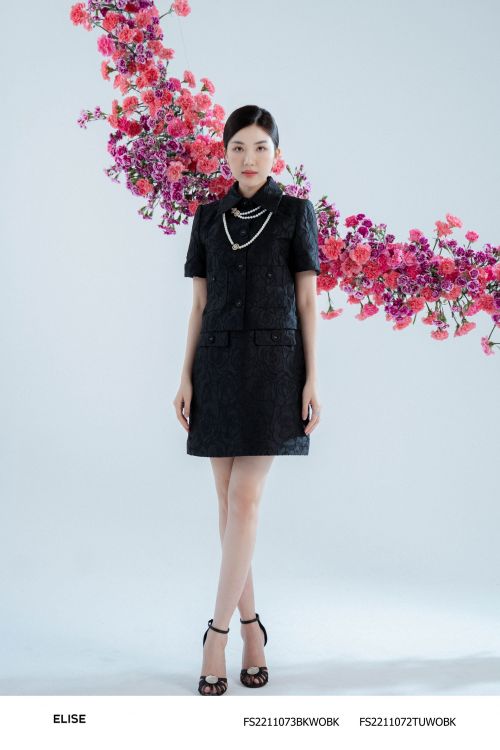 JUPE GẤM HOA ĐEN