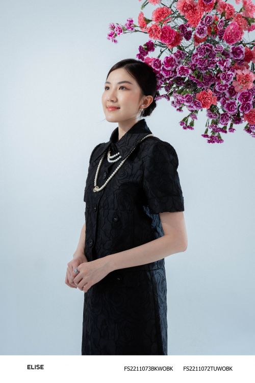 JUPE GẤM HOA ĐEN