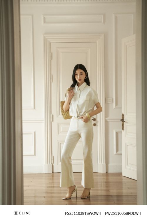 QUẦN DENIM TRẮNG ỐNG LOE