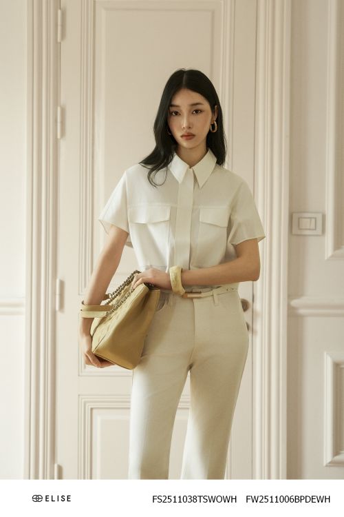 ÁO KAKI TRẮNG DIỄU CHỈ TÚI ỐP
