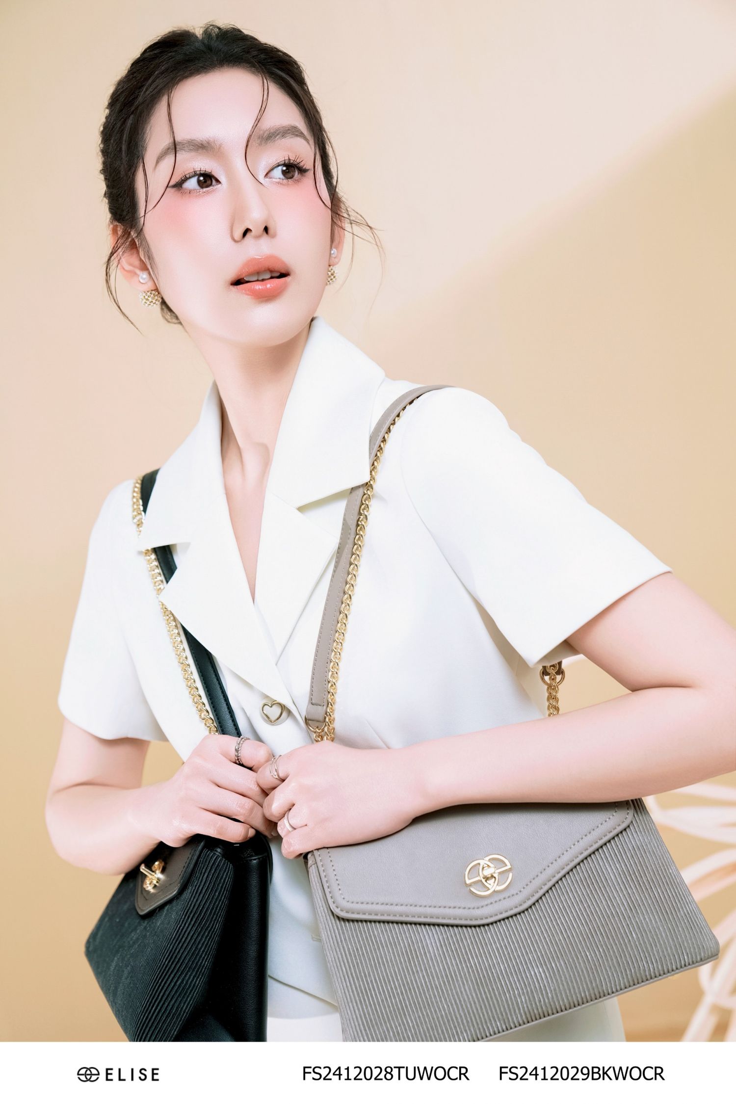 TÚI ALAIA DÂY XÍCH XẾP LI MÀU XÁM