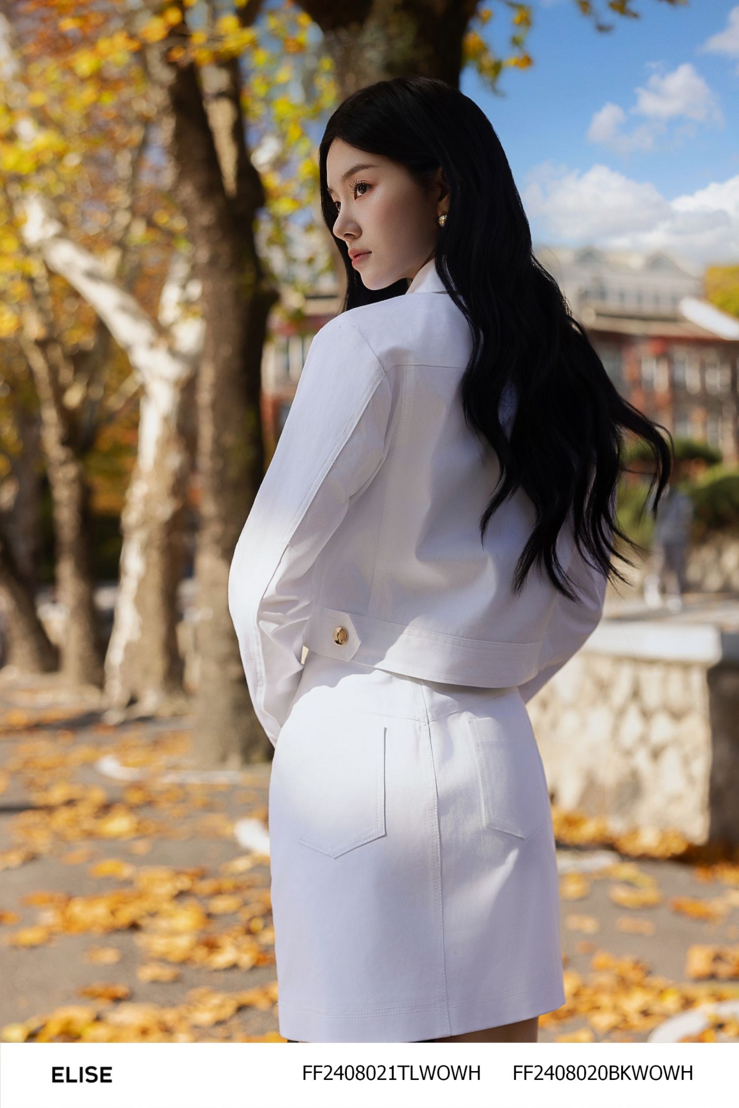 JUPE KAKI TRẮNG DIỄU CHỈ