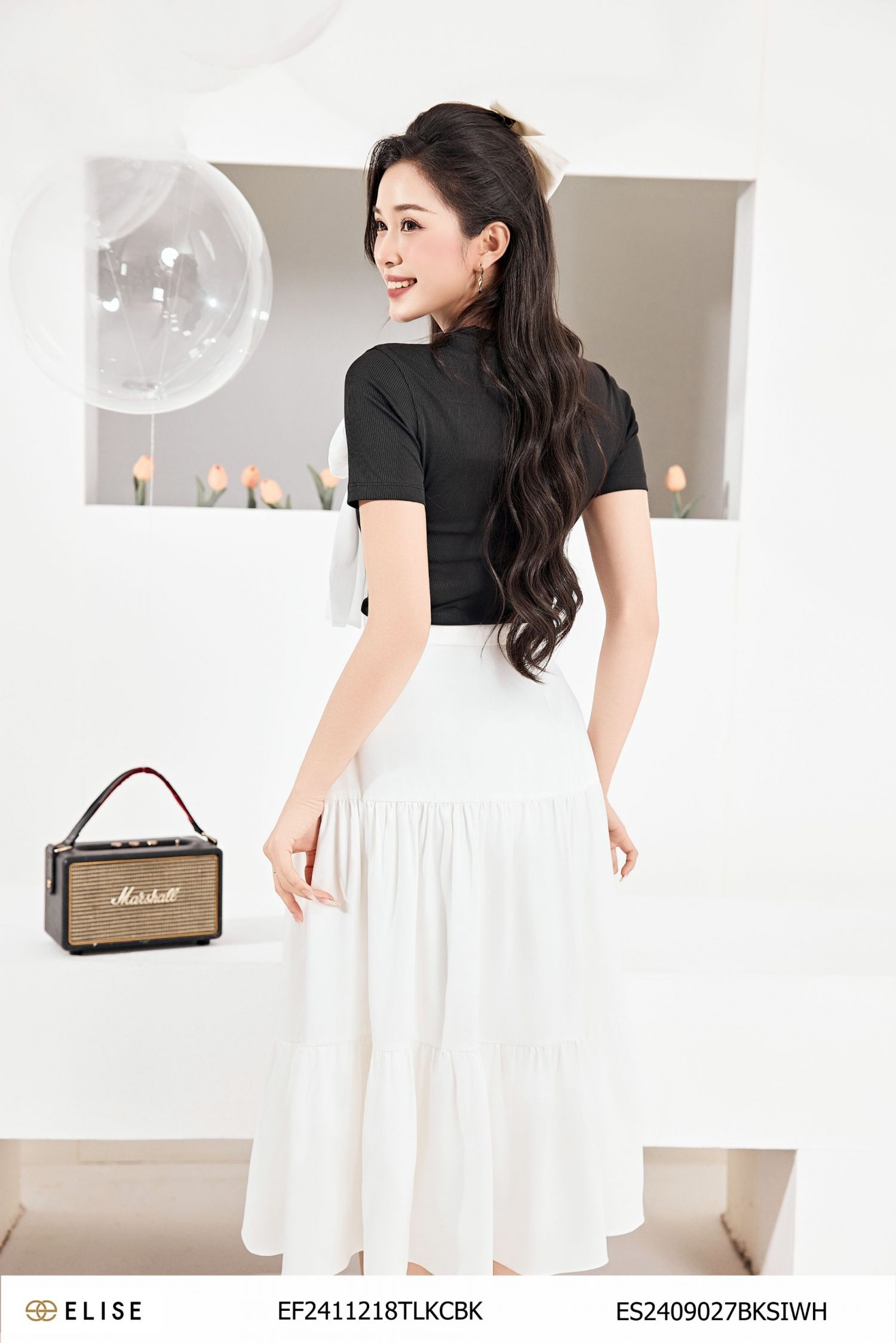 ÁO THUN NGẮN TAY ĐÍNH NƠ CỔ