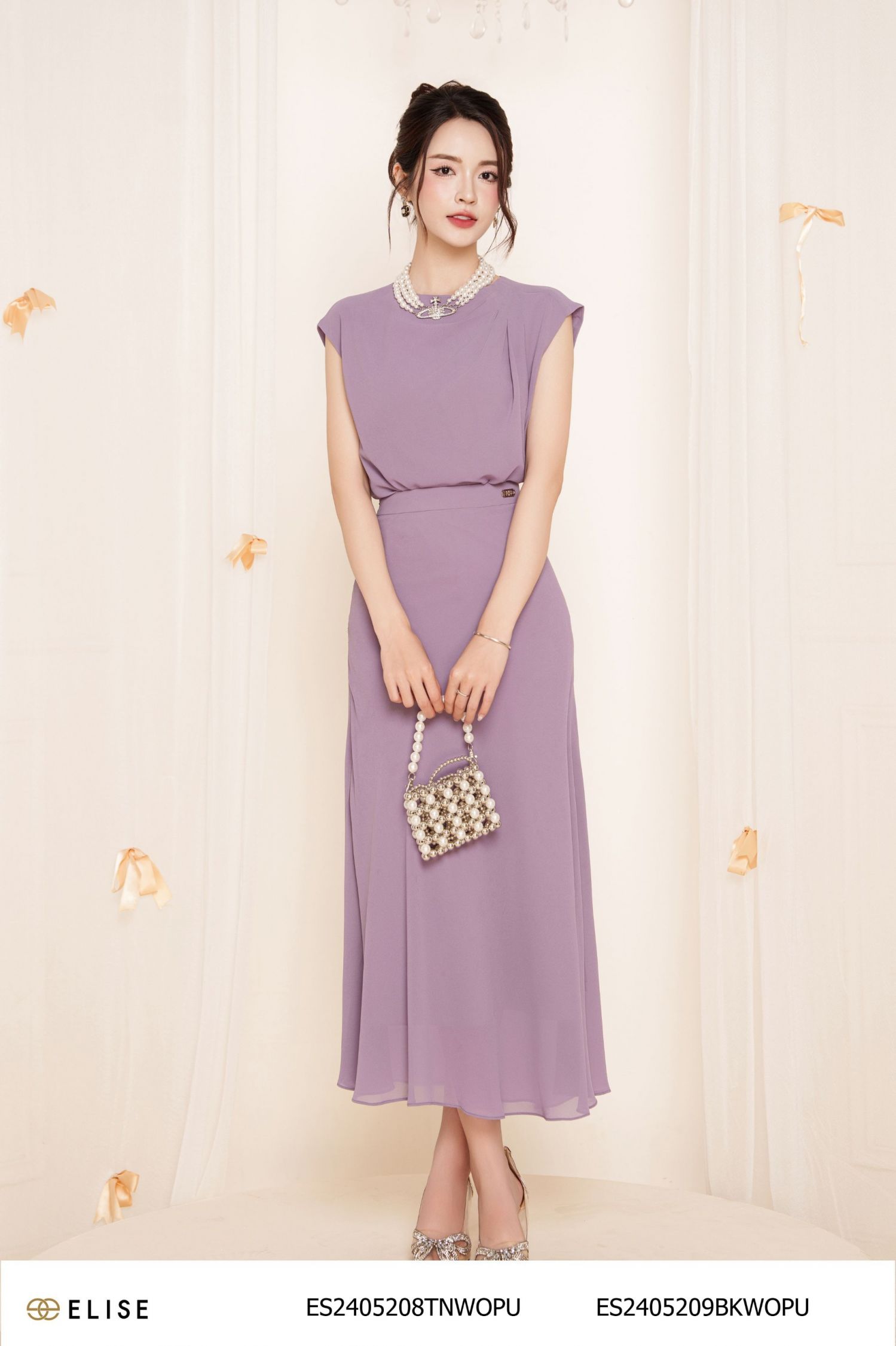 ÁO CHIFFON TÍM XẾP LY VAI