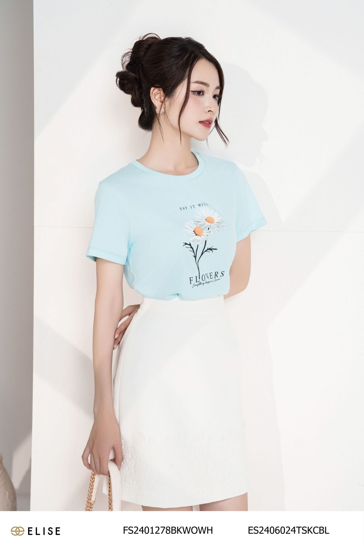 JUPE TRẮNG GẤU PHỦ REN HOA