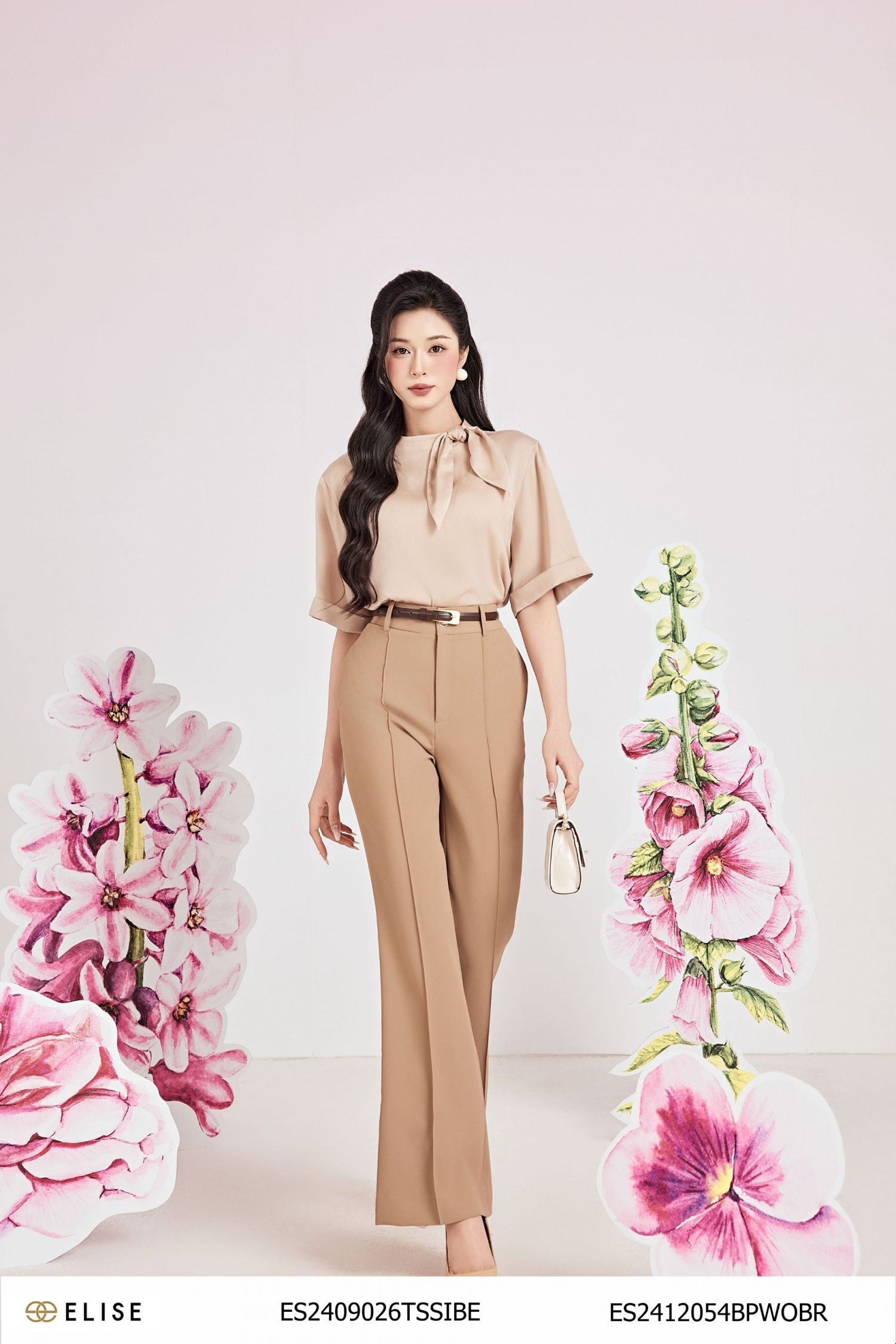ÁO LỤA BE CỔ TÀU NƠ BUỘC
