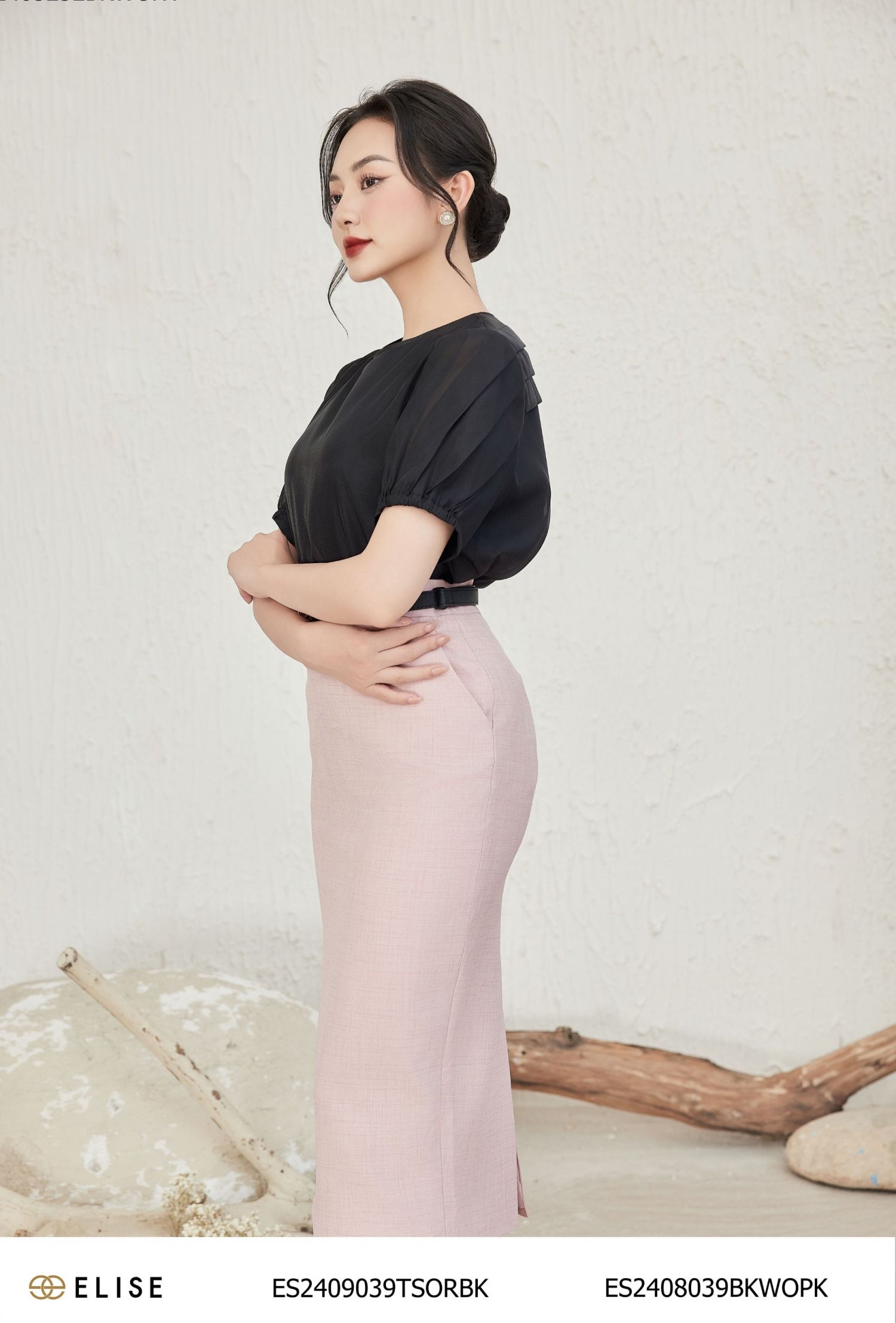 JUPE XƯỚC HỒNG TÚI CHÉO