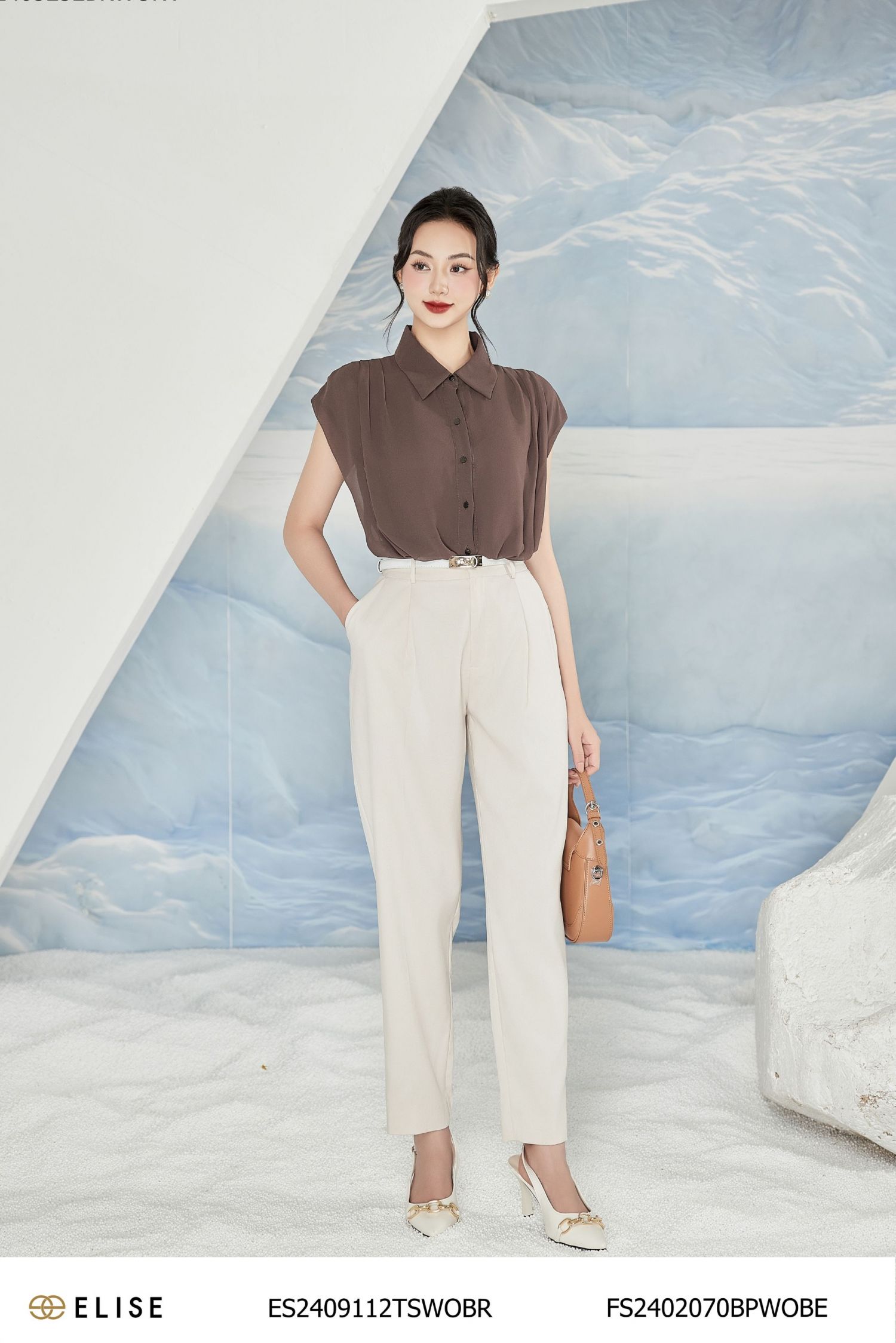 QUẦN BAGGY BE SỮA XẾP LY GIỮA
