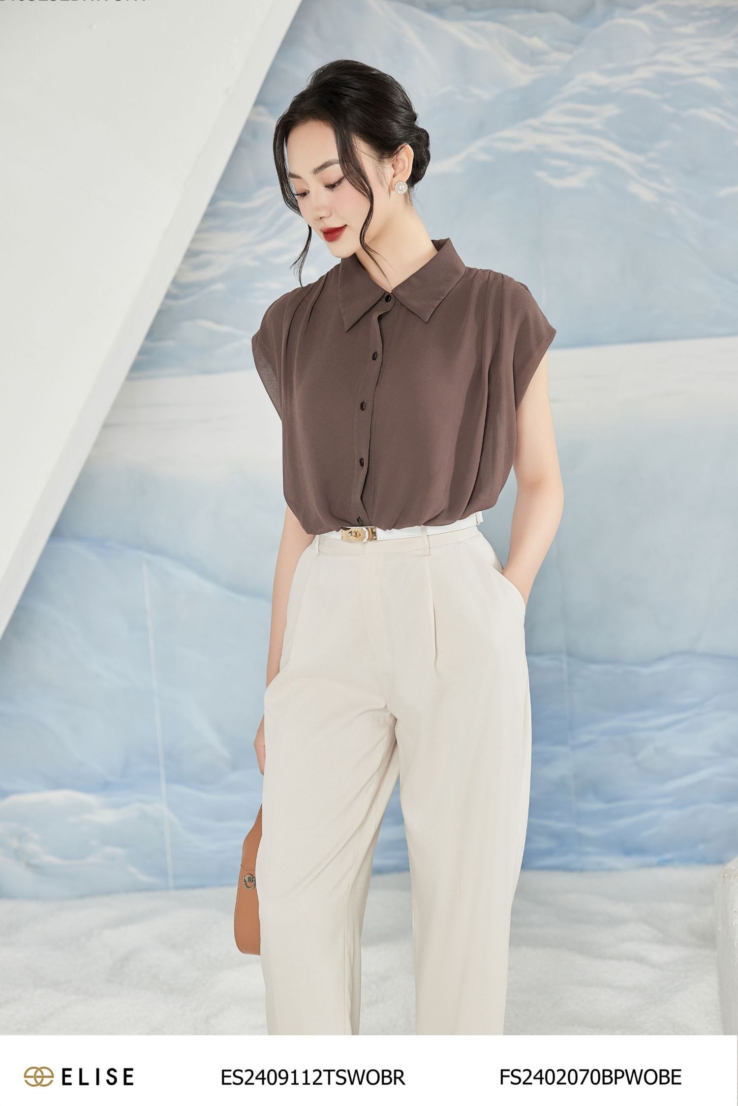QUẦN BAGGY BE SỮA XẾP LY GIỮA