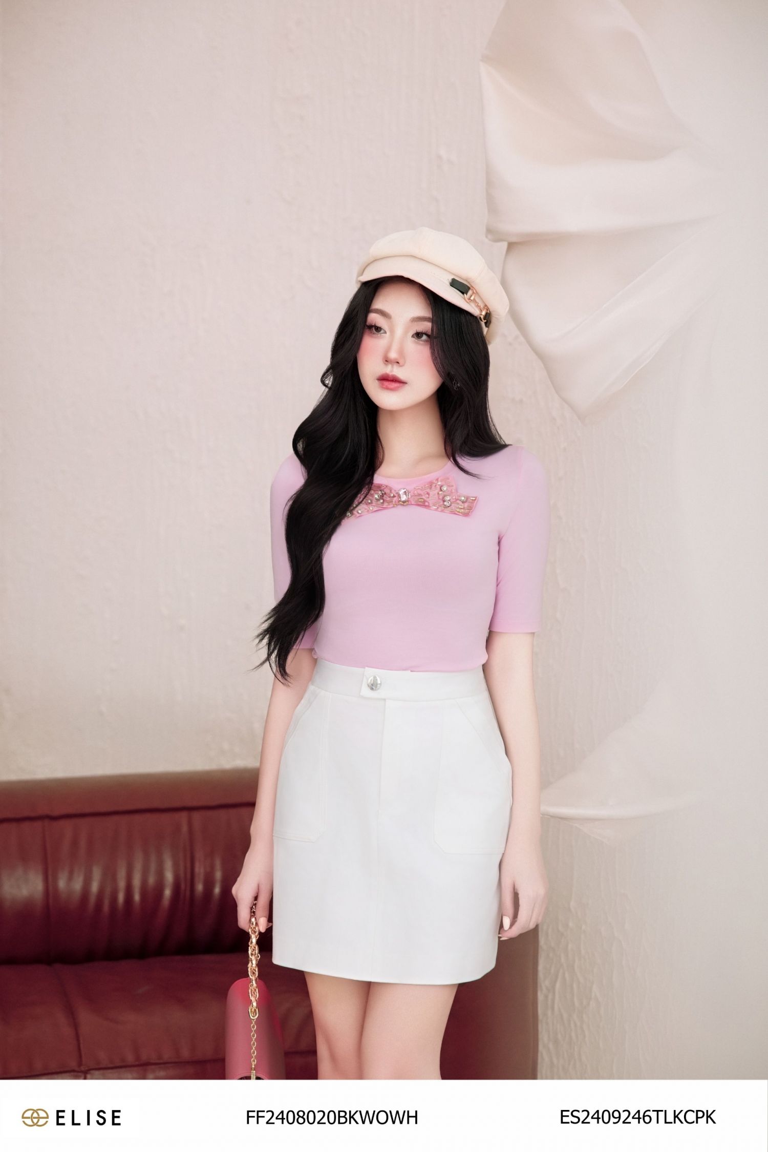 ÁO THUN HỒNG ĐÍNH NƠ