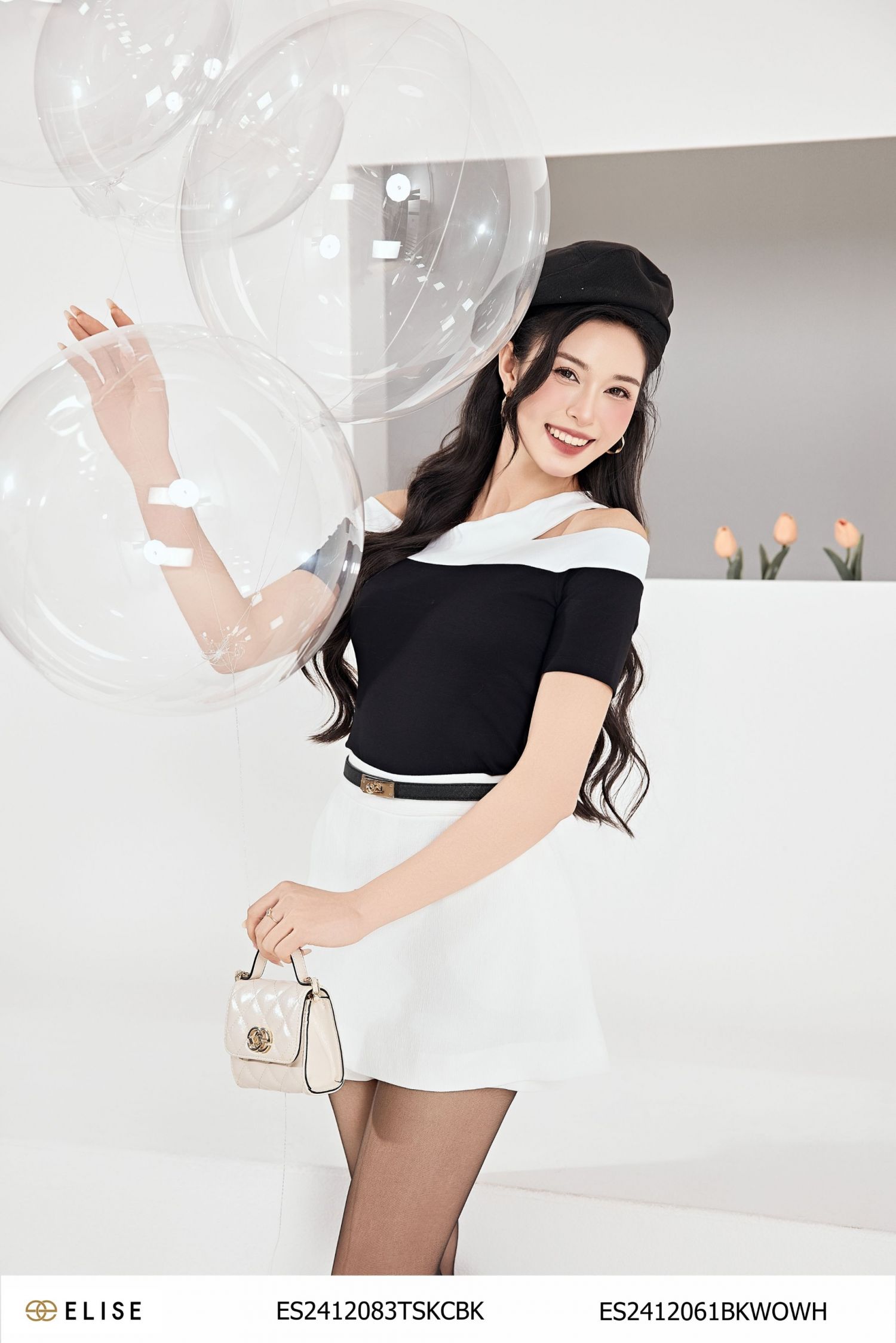 JUPE NGẮN TRẮNG TÚI CHÉO