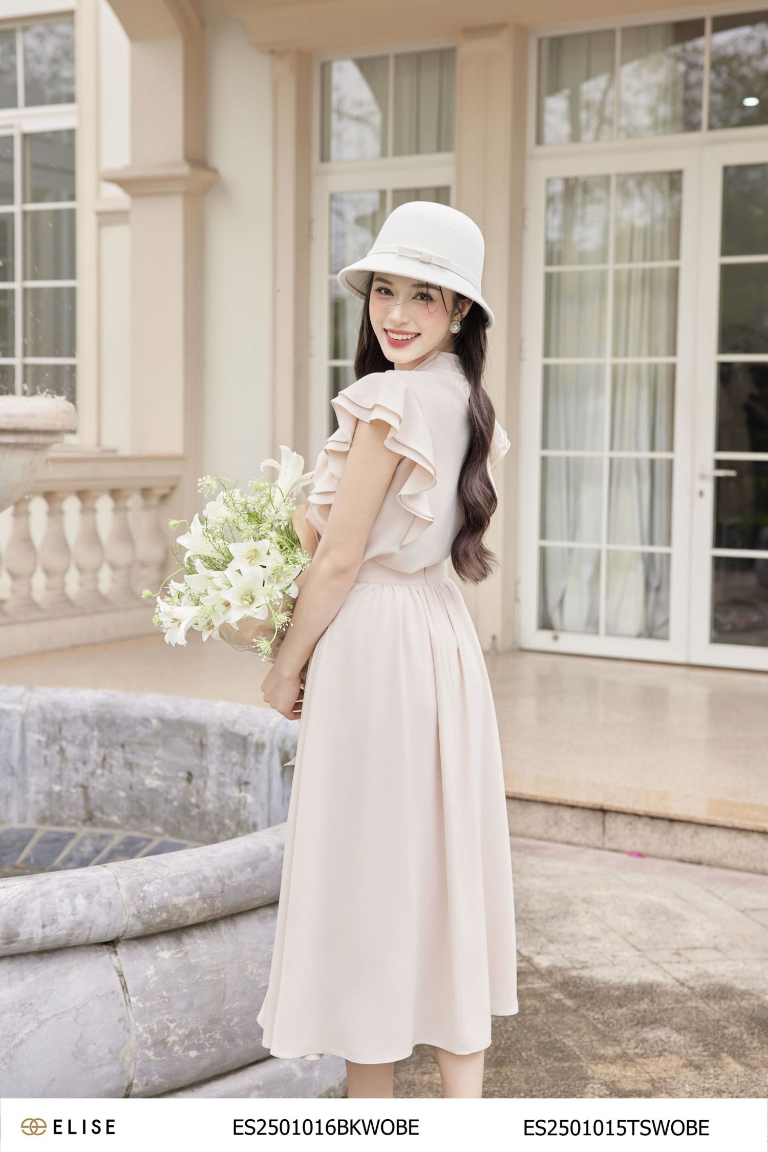 CHÂN VÁY NUDE XẾP NHÚN