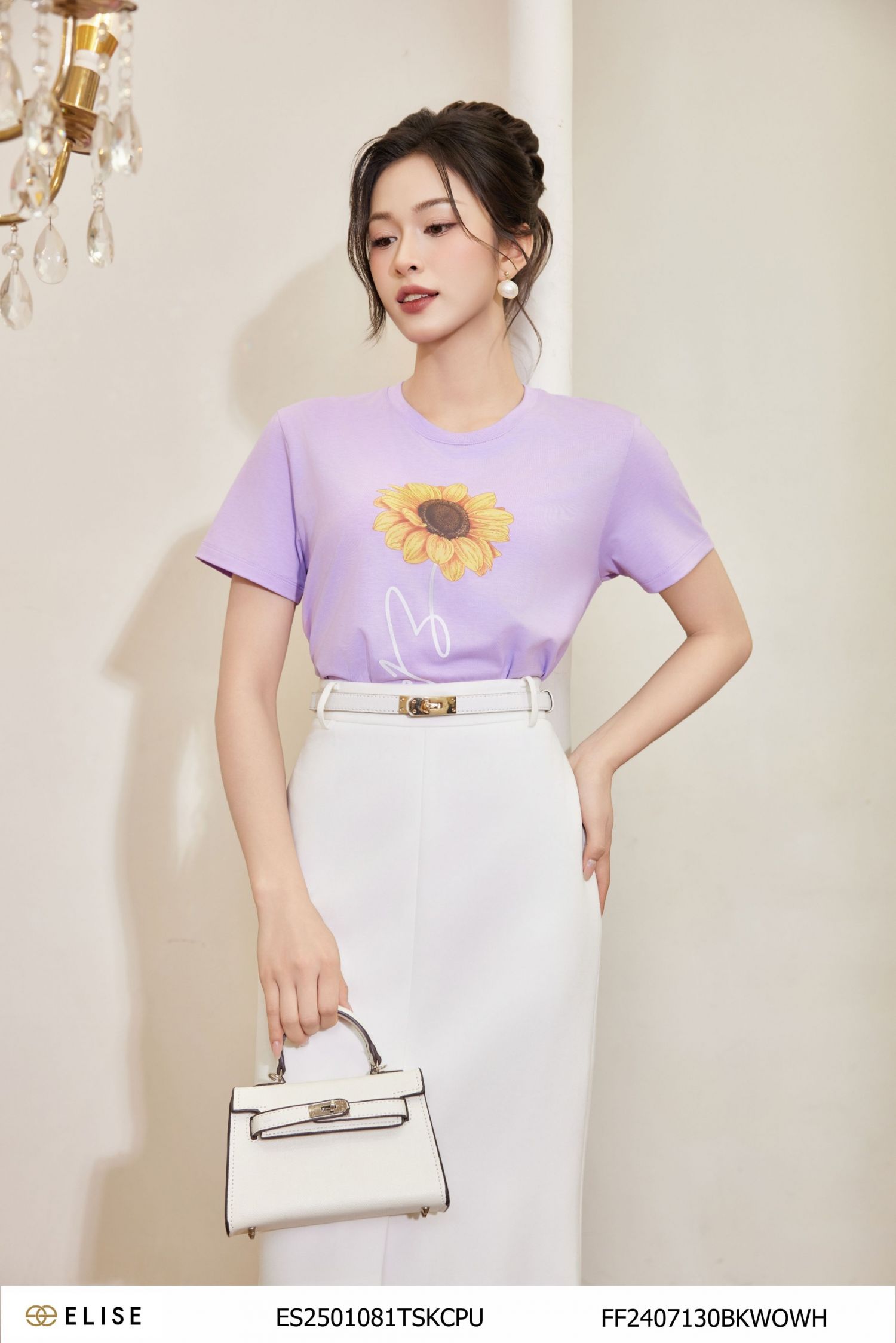 JUPE TRẮNG XẺ TRƯỚC ĐÍNH NƠ CẠP